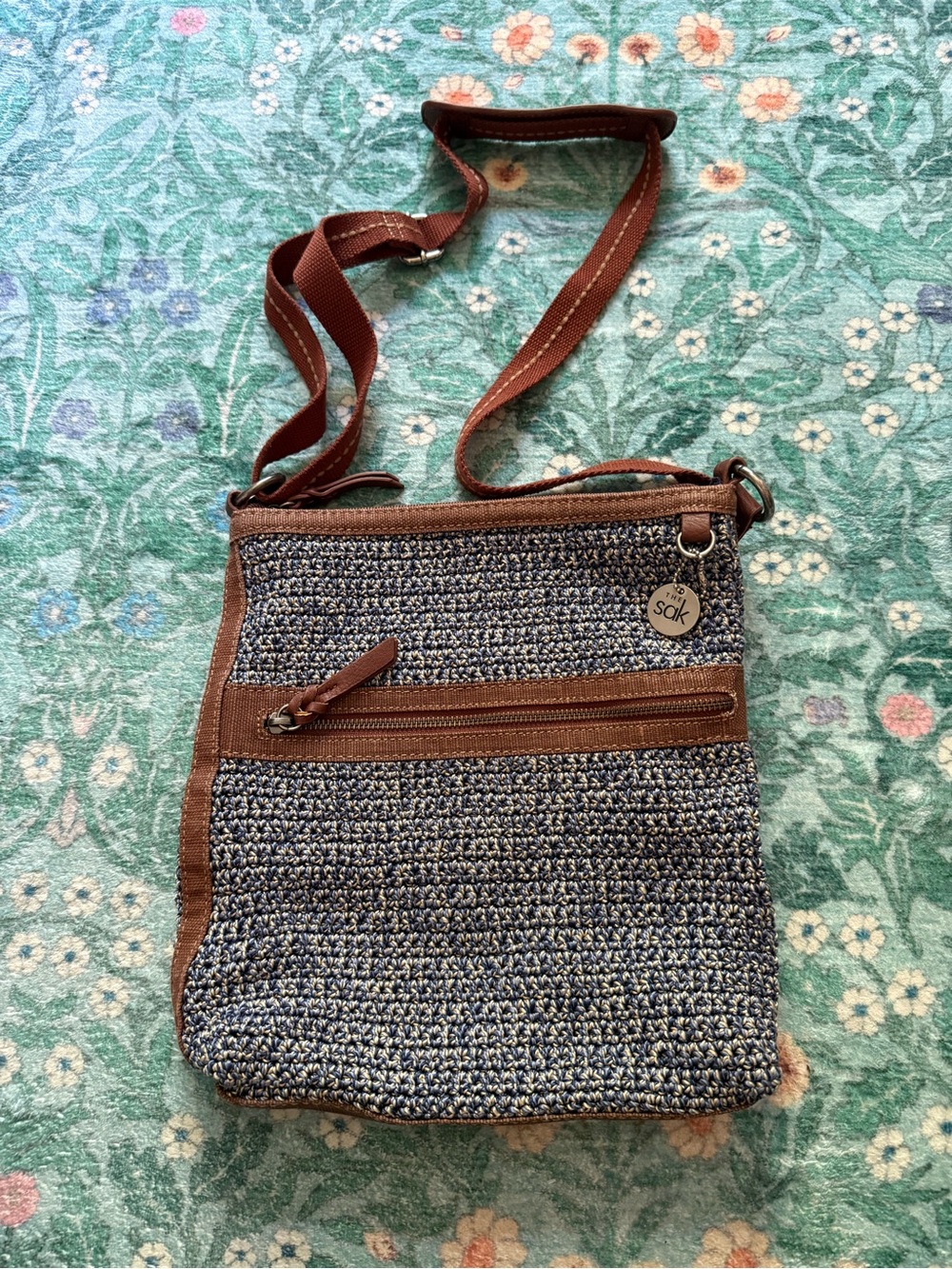 The Sak Blue and Brown Crossbody Bag